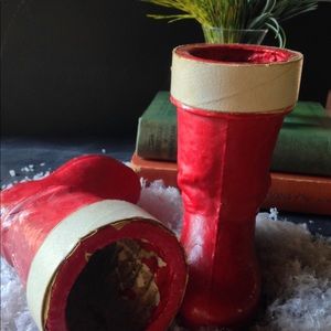Vintage Christmas 1940s Santa Boots Festive Decor